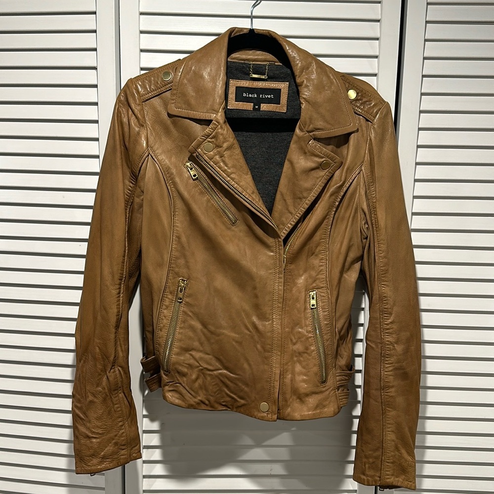 Black Rivet Leather genuine Jacket